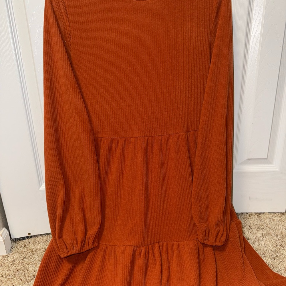 SHEIN Terracotta Ribbed Knit Top